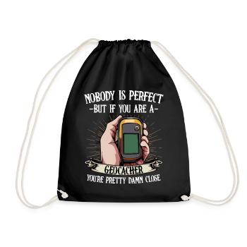 Geocacher Saying GPS Hero - Drawstring Bag - black - Front