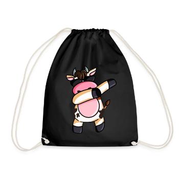Dabbing cow cows Dab farmer farmer - Drawstring Bag - black - Front