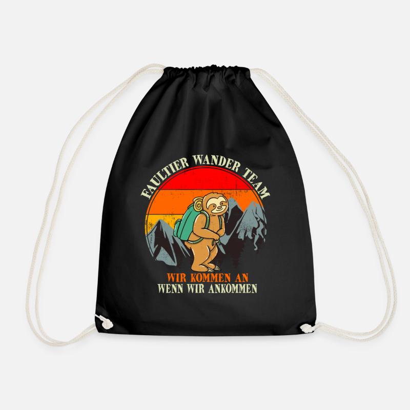 Vintage Faultier Wander Team Retro Sloth Geschenk - Turnbeutel - Schwarz