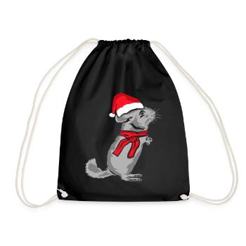 Chinchilla Weihnachten - Turnbeutel - Schwarz - Vorne