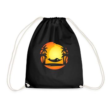 Hammock Sunset Palm Trees Island - Drawstring Bag - black - Front