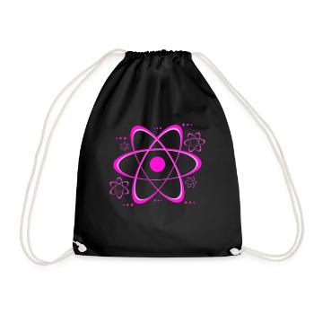 Pink Atom Symbol Print - Drawstring Bag - black - Front