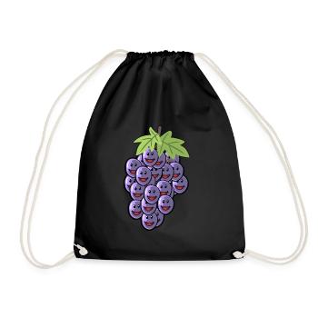 Früchte Weintrauben Obst Weinrebe Trauben Wein - Turnbeutel - Schwarz - Vorne