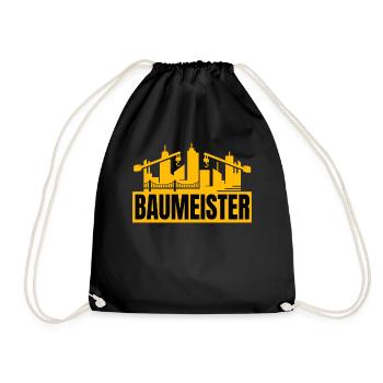 Baumeister Baustelle Bauarbeiter Geschenk - Turnbeutel - Schwarz - Vorne