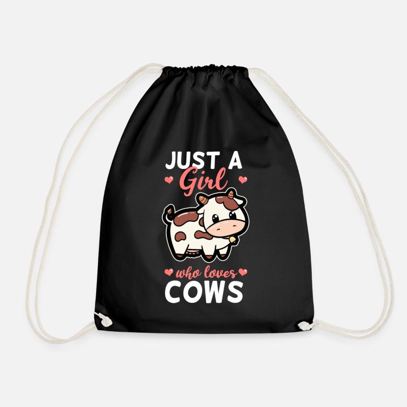 Just A Girl Who Loves Cows - Drawstring Bag - black