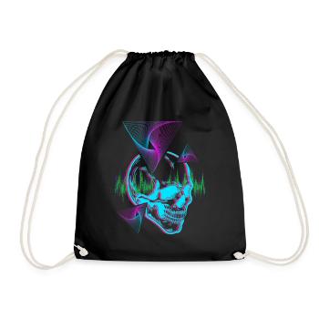 Crâne Vaporwave pour Techno, Goa Spytrance Fete - Sac de sport léger - noir - Devant