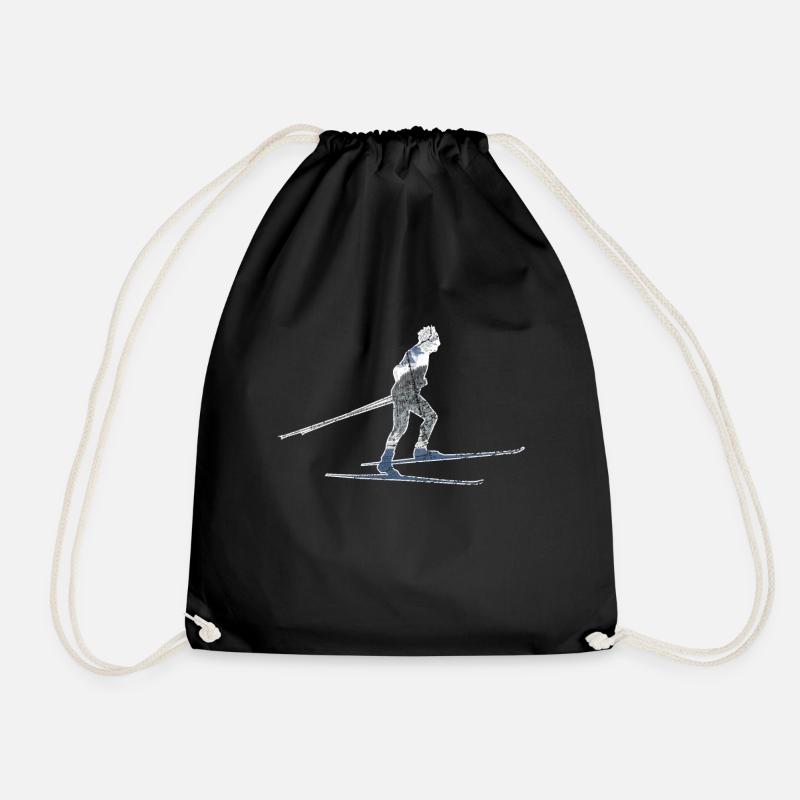 Langläufer mit Skiern beim Skating - Turnbeutel - Schwarz