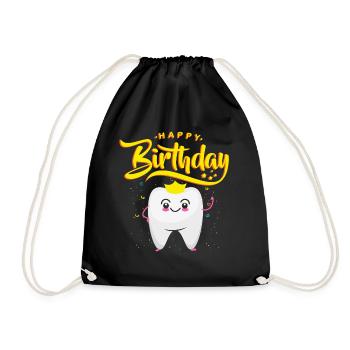 Birthday Gift for Dentists | happy Birthday - Drawstring Bag - black - Front