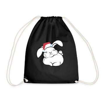 Doux lapin avec bonnet de Noel - Sac de sport léger - noir - Devant