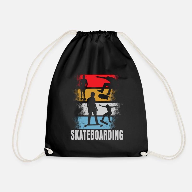 Skateboard Skate Retro Geschenk - Turnbeutel - Schwarz