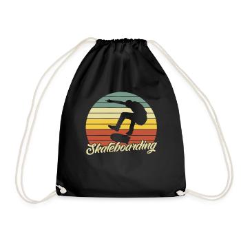 Skateboard Skaten Skateboarder Retro - Turnbeutel - Schwarz - Vorne