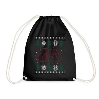 Ugly Christmas Road Bike Bicycle - Drawstring Bag - black - Front