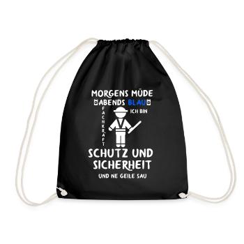 Security Türsteher Sicherheitsdienst Aufpasser - Turnbeutel - Schwarz - Vorne