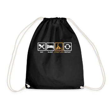 Mode de vie dans la lutte : mange, dors, répète la lutte - Sac de sport léger - noir - Devant
