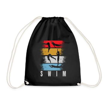 Rétro de natation - Sac de sport léger - noir - Devant