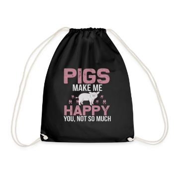 Pigs make me happy, you not so much! - Drawstring Bag - black - Front