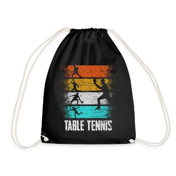 Tischtennis Pingpong Retro - Turnbeutel - Schwarz - Vorne