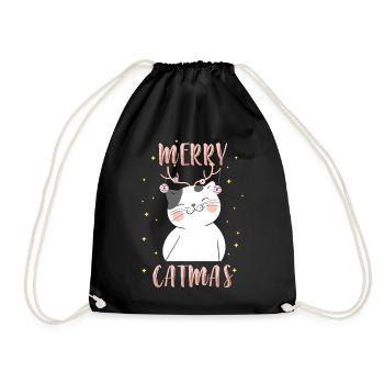 Christmas Cat Cat Christmas Eve - Drawstring Bag - black - Front