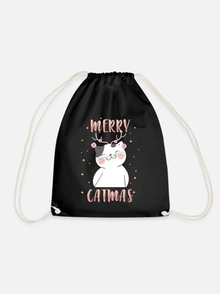 Weihnachten Katze Kater Heiligabend - Turnbeutel - Schwarz