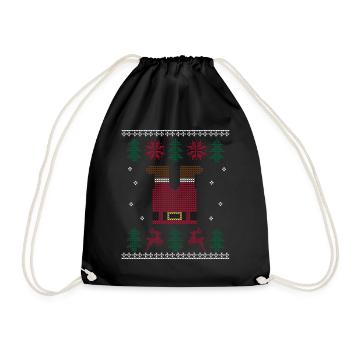 Ugly Christmas Santa Claus - Drawstring Bag - black - Front