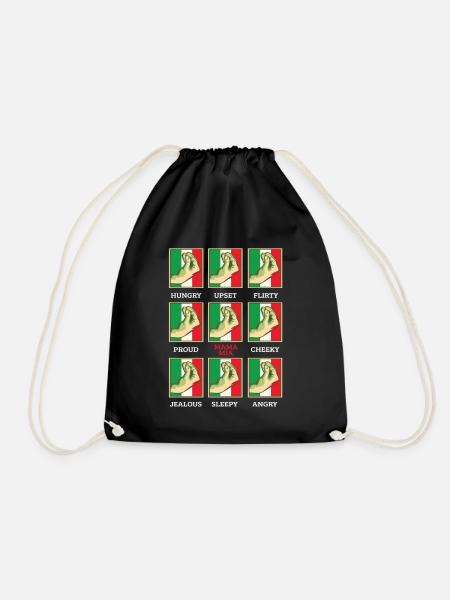 Italiener Hand Gestik Geschenk - Turnbeutel - Schwarz