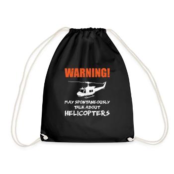 Helicopter pilot helicopter pilot Bell UH 1 Huey - Drawstring Bag - black - Front