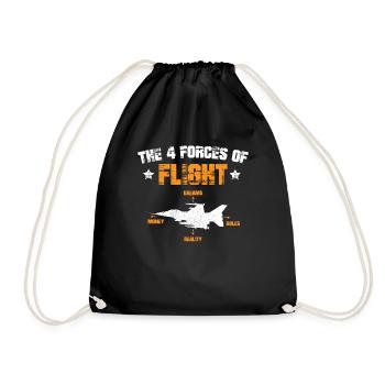 The 4 Forces of Flight Physics of Flight Aviation - Drawstring Bag - black - Front