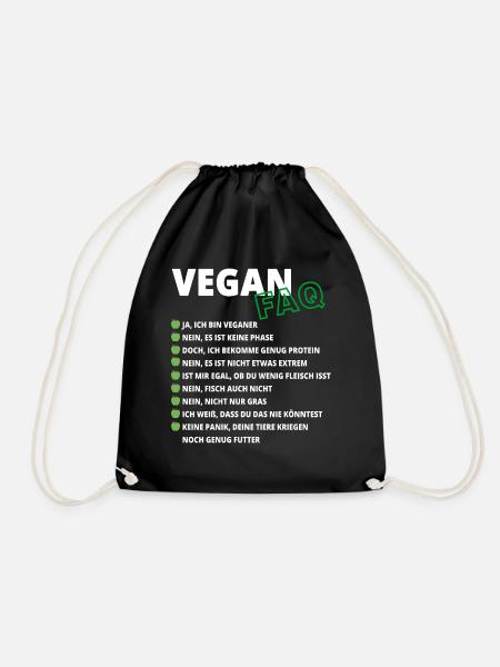Vegan FAQ Design für Veganer und Veganerin - Turnbeutel - Schwarz