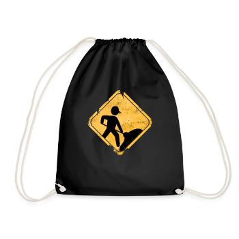 construction worker - Drawstring Bag - black - Front