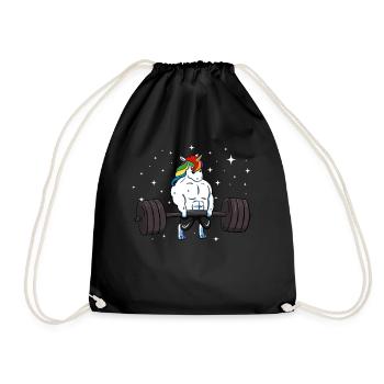 Einhorn Kreuzheben - Turnbeutel - Schwarz - Vorne