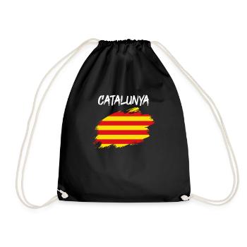 Katalonien Flagge Fahne katalanisch Barcelona - Turnbeutel - Schwarz - Vorne