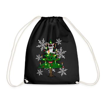 Katzen Weihnachten Christmas Santa Xmas Tannenbaum - Turnbeutel - Schwarz - Vorne