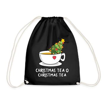 Weihnachtsbaum in Teetasse mit Tannenbaum - Turnbeutel - Schwarz - Vorne