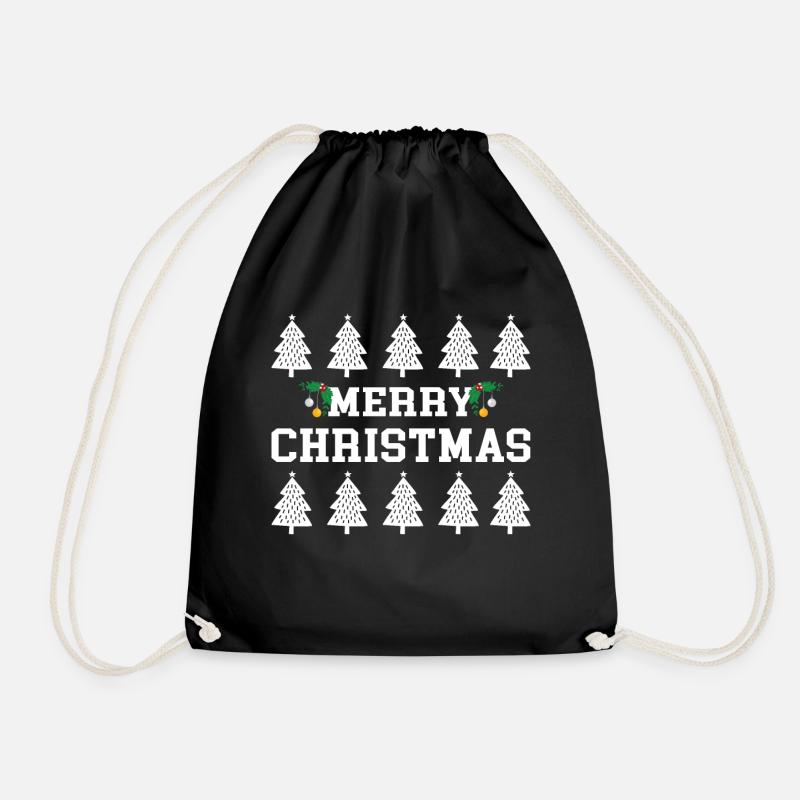 Merry Christmas Christmas Christmas Present - Drawstring Bag - black