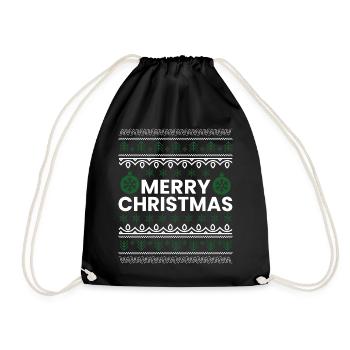 Merry Christmas Christmas Christmas Present - Drawstring Bag - black - Front