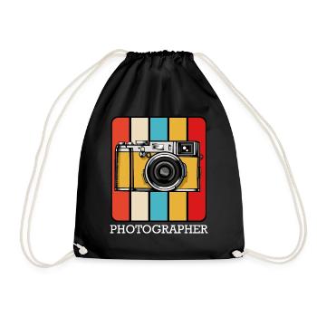Retro Kamera Pop Art Block - Turnbeutel - Schwarz - Vorne