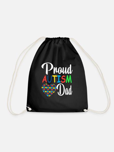 Proud Autism Dad Dad - Drawstring Bag - black