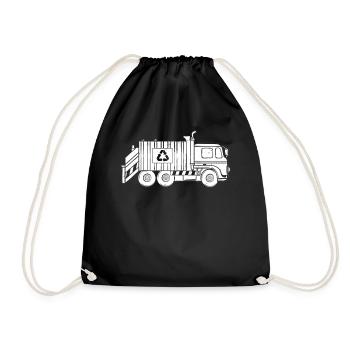 Garbage Truck Garbage Collection Garbage Truck Garbage Man - Drawstring Bag - black - Front