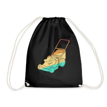 Lawn Mowing Lawn Mower Vintage Retro - Drawstring Bag - black - Front