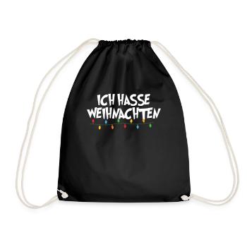 Ich hasse Weihnachten Anti XMAS - Turnbeutel - Schwarz - Vorne