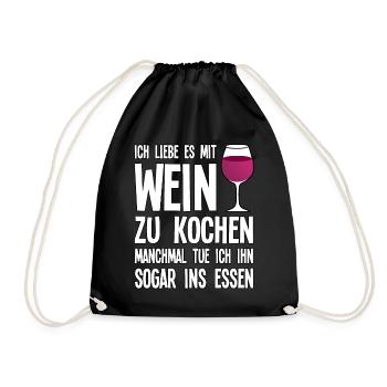 Koch - Wein lustiges Geschenk - Turnbeutel - Schwarz - Vorne