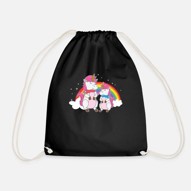 Einhorn Schwestern Zwei Einhörner Regenbogen - Turnbeutel - Schwarz