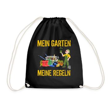 Mein Garten Meine Regeln - Turnbeutel - Schwarz - Vorne