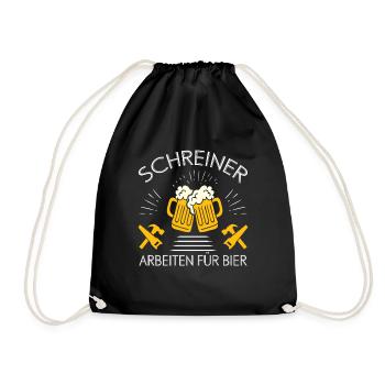 Schreiner Arbeiten Für Bier - Turnbeutel - Schwarz - Vorne
