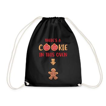 Christmas pregnancy announcement baby cookie - Drawstring Bag - black - Front