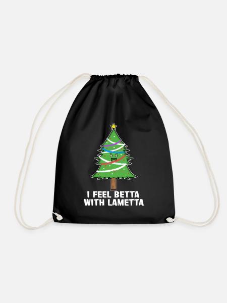 I Feel betta with Lametta Tannenbaum Weihnachten - Turnbeutel - Schwarz