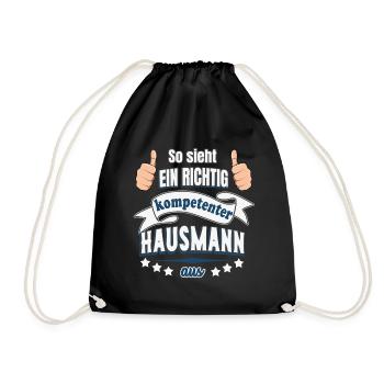 Kompetenter Hausmann Geschenk - Turnbeutel - Schwarz - Vorne