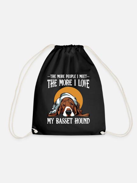 More love for Basset Hound - Drawstring Bag - black