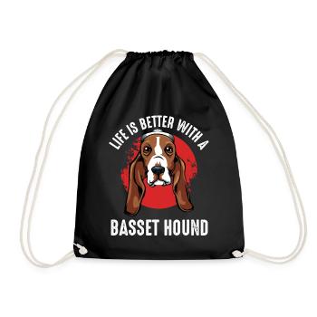 Basset Hound - Drawstring Bag - black - Front