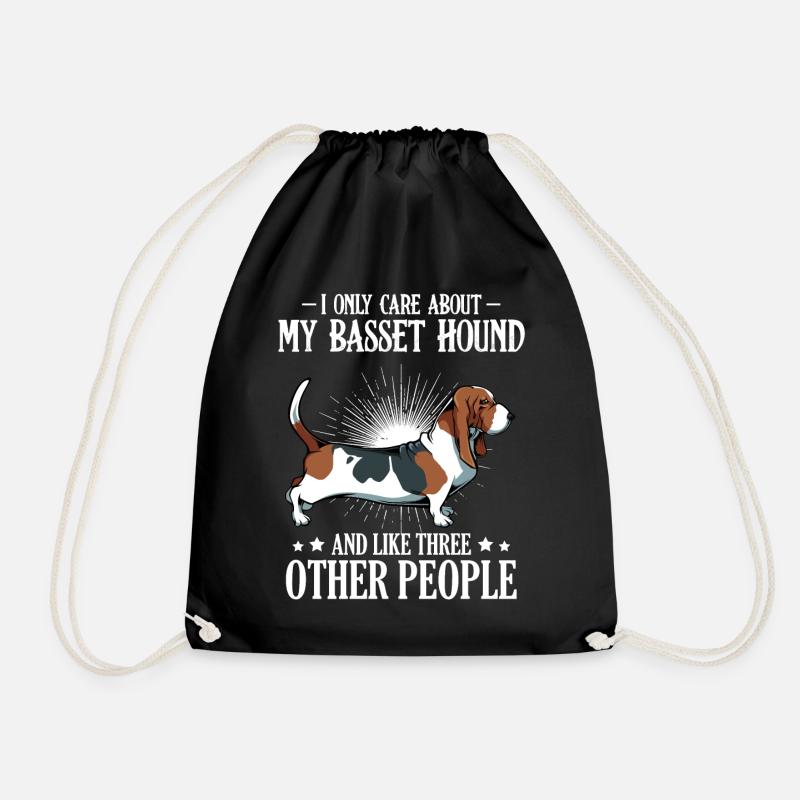 Basset Hound - Drawstring Bag - black